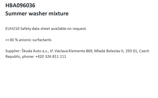 Summer washer mixture