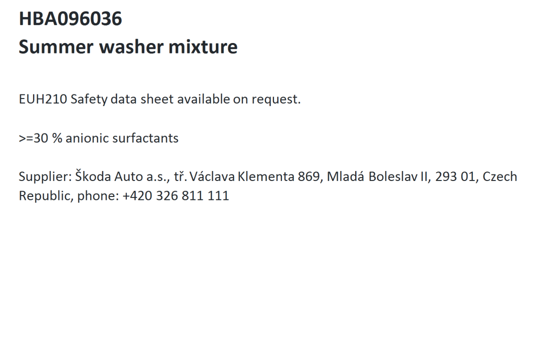 Summer washer mixture