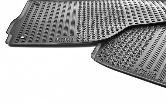 JVL Black Rubber Car Mat Set For Skoda Octavia MK2 2008-2013 – 4-Piece Fully Tailored (RHD)