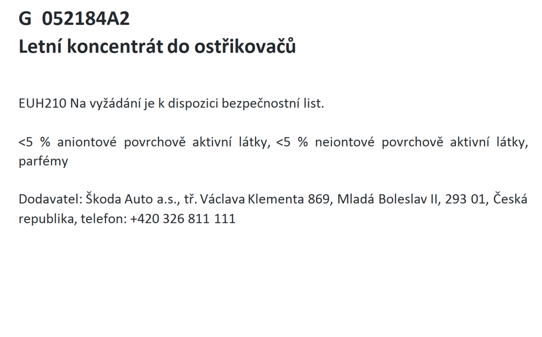 Letní koncentrát do ostřikovačů