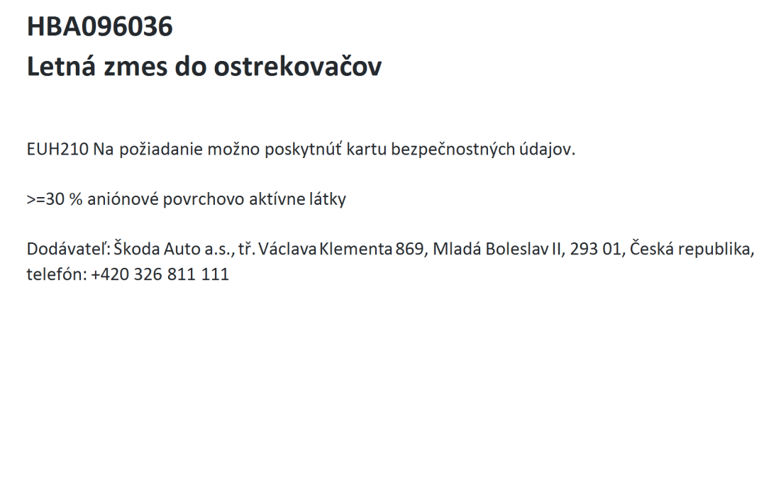 Summer washer mixture