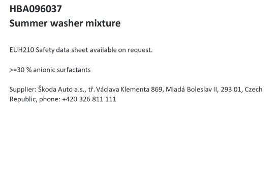 Summer washer mixture