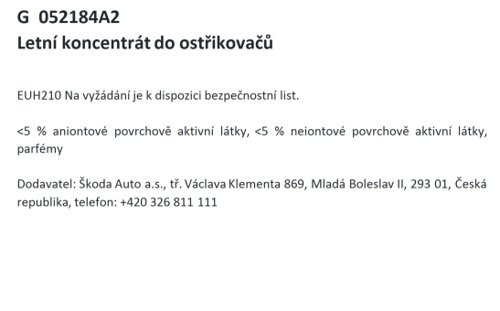 Letní koncentrát do ostřikovačů