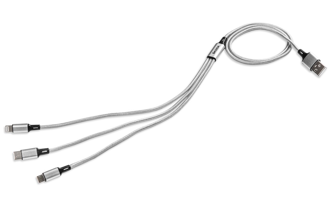 Nabíjecí kabel 3v1 USB-A ŠKODA