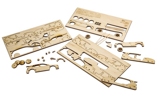 Dřevěný model Škoda Fabia RS Rally2